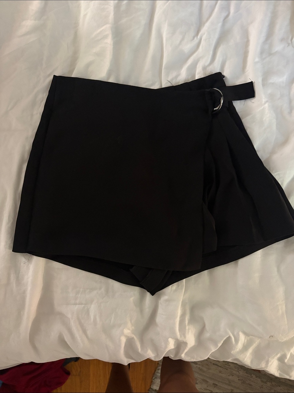 Zara Black Wrap Skort with Silver Ring Accent